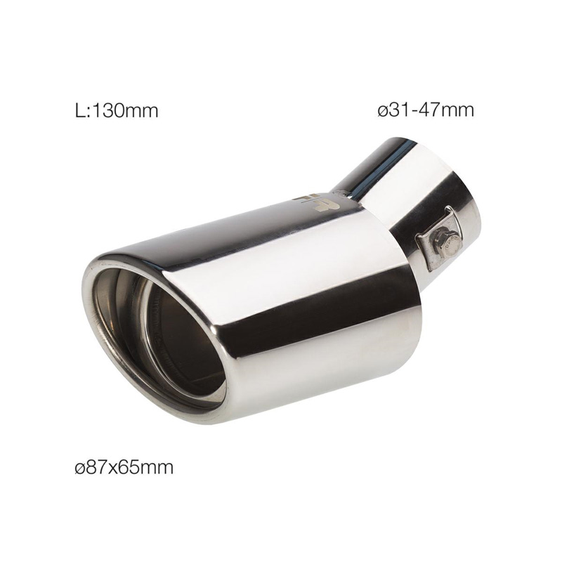 Simoni Racing Exhaust Tip Oval/Slanting Inox - 87x66xL150 - Installation ->48mm