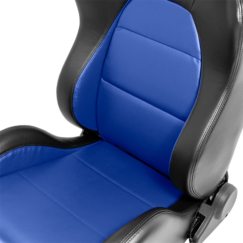 Sport seat 'Eco' - Black/Blue Synthetic leather - Left-side reclinable back-rest - incl. slides