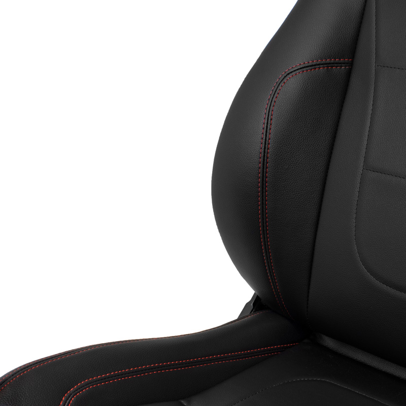Sport seat 'Retro II' - Black Synthetic leather + Red stitching - Dual-side reclinable back-rest - incl. slides