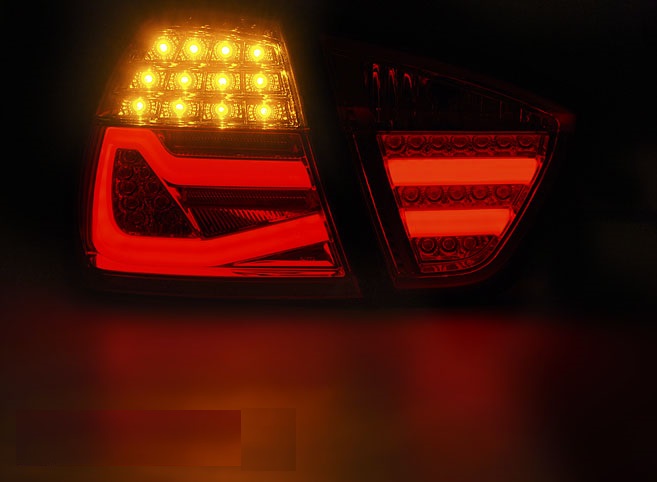 Description: BMW 3 Series E90 (2004-2008) LED Tube Tail Lights Red/Smoke