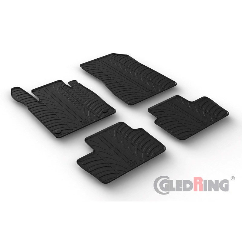 Rubber car mats set  Nissan Juke II 2019- (T profile 4-pieces + mounting clips)