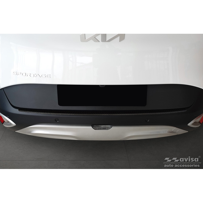 Matt Black Aluminum Rear bumper protector  Kia Sportage V 2021- 'Riffled Plate'