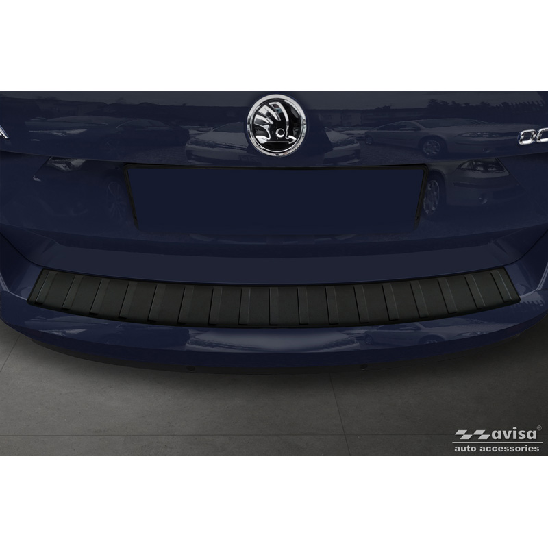 Matt Black Stainless Steel Rear bumper protector  Skoda Octavia III Combi (5E5) Facelift 2017-2020 'Ribs'