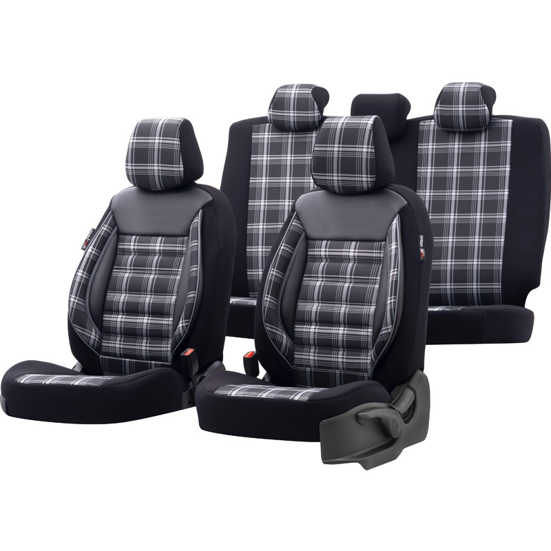 Universal Fabric Seat cover set 'Sports' Black/Grey - 11-pieces -  Side-Airbags