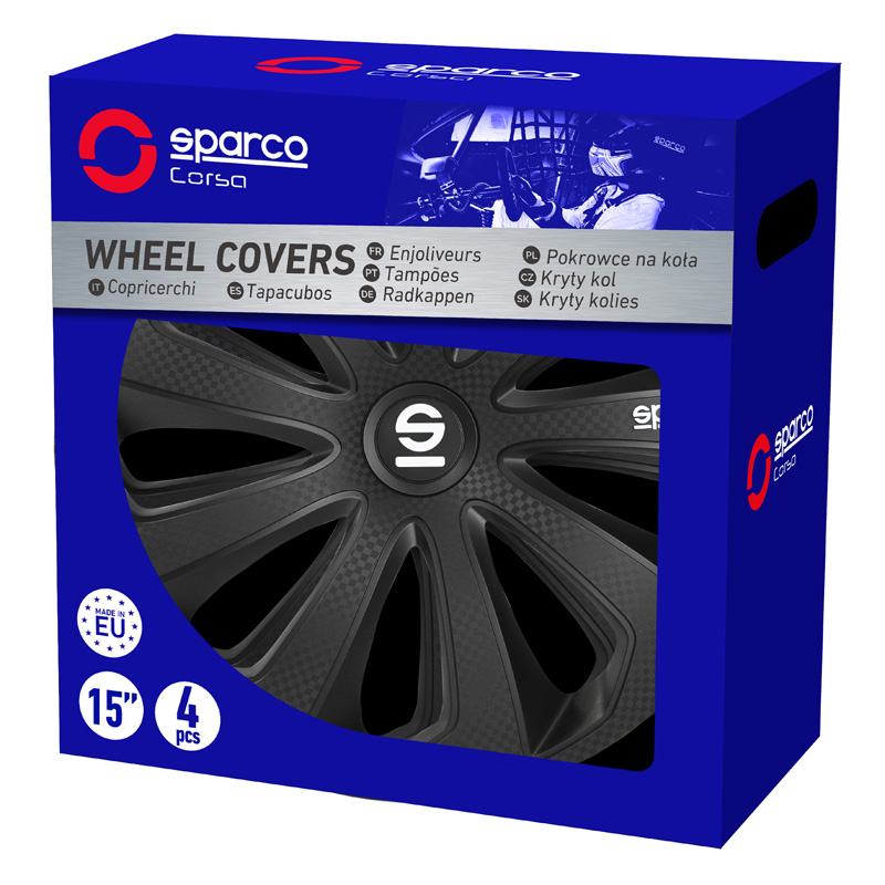 Sparco Wheel Covers Sicilia - 15-inch - Black/Carbon - Set of 4 pieces