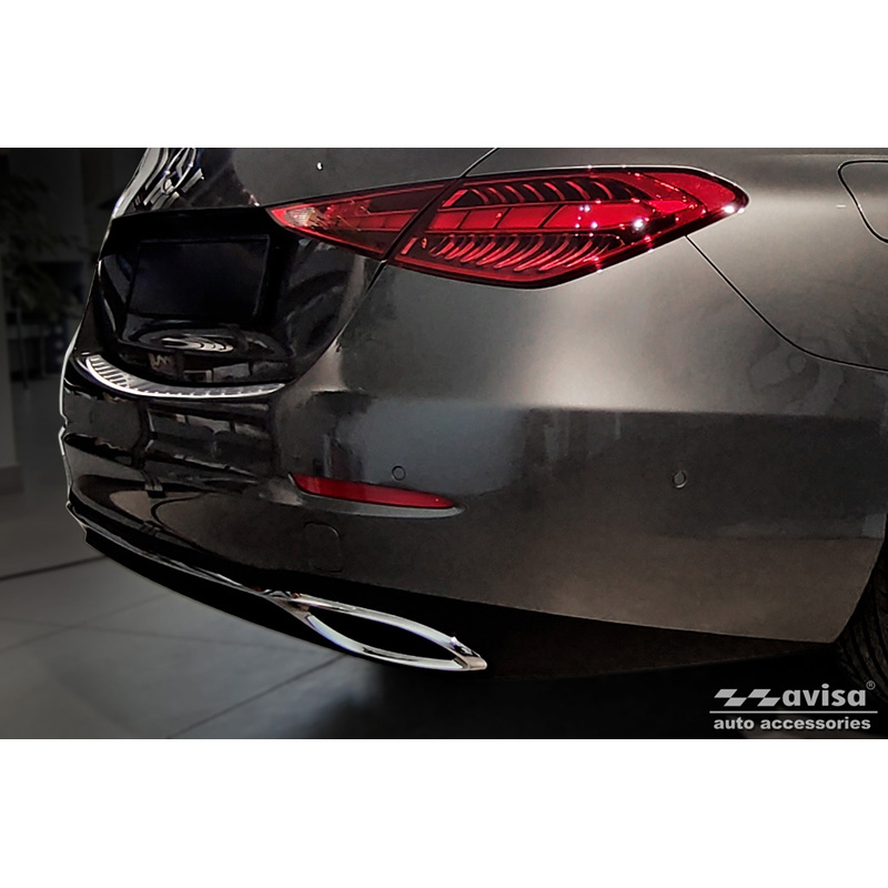 Chrome Stainless Steel Rear bumper protector  Mercedes C-Class Sedan (W206) 2021- 'Ribs'