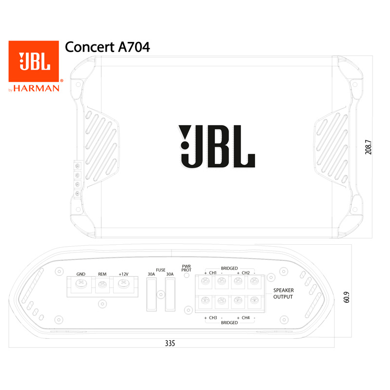 JBL Concert A704 4-Channel Amplifier (1000W)