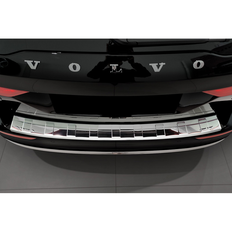 Chrome Stainless Steel Rear bumper protector  Volvo V60 II / V60 II Cross Country 2018- & V60 II Plug- In Hybrid / R-Design 2019- 'Ribs'