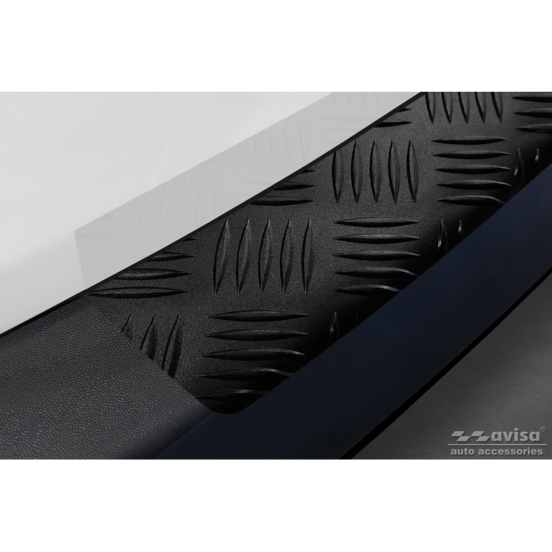 Matt Black Aluminum Rear bumper protector  Volkswagen Caddy 2004-2015 & FL 2015- 'Riffled Plate'
