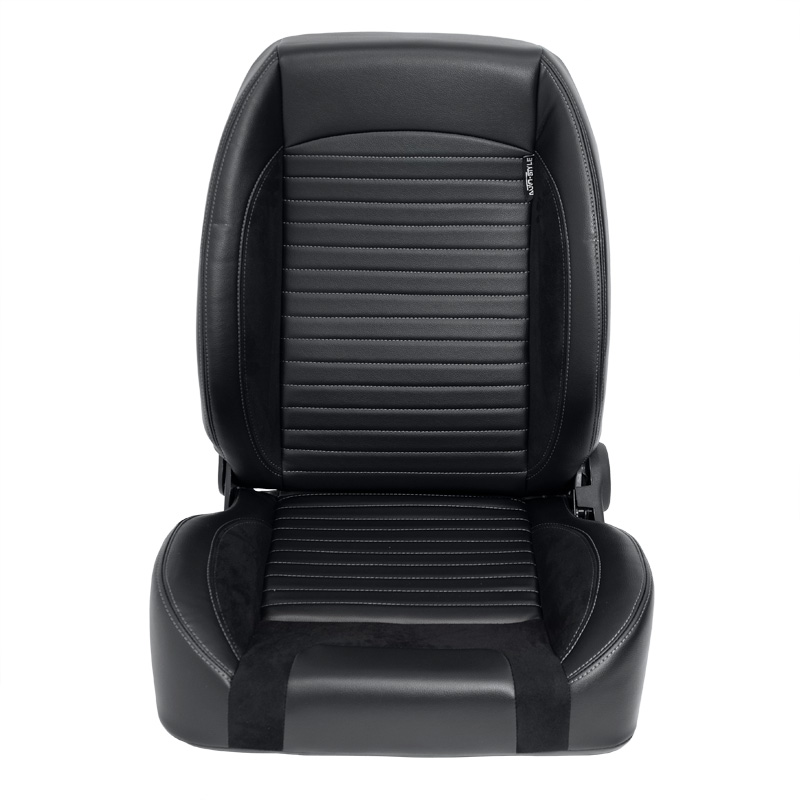 Sport seat 'Classic II ' - Black Synthetic Leather + Suede + Grey stitching - Left-side reclinable back-rest - incl. slides