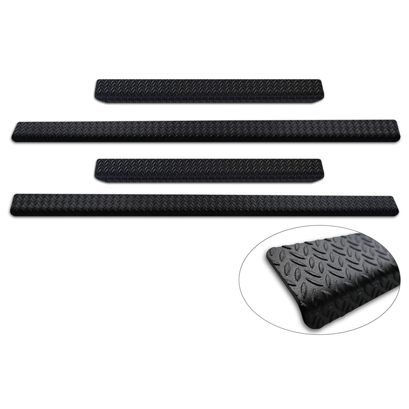Aluminium lower door sill protectors 'Riffled Plate'  Ford Transit Custom (V710) & Tourneo Custom (V710) 2023- - 2-pieces - Black