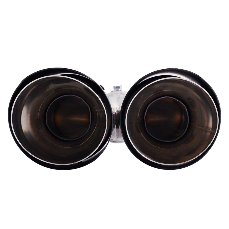 Simoni Racing Exhaust Tip Double Right Round/Slanting Inox & Carbon - Ø102xL215-230mm - Installation ->40-63mm