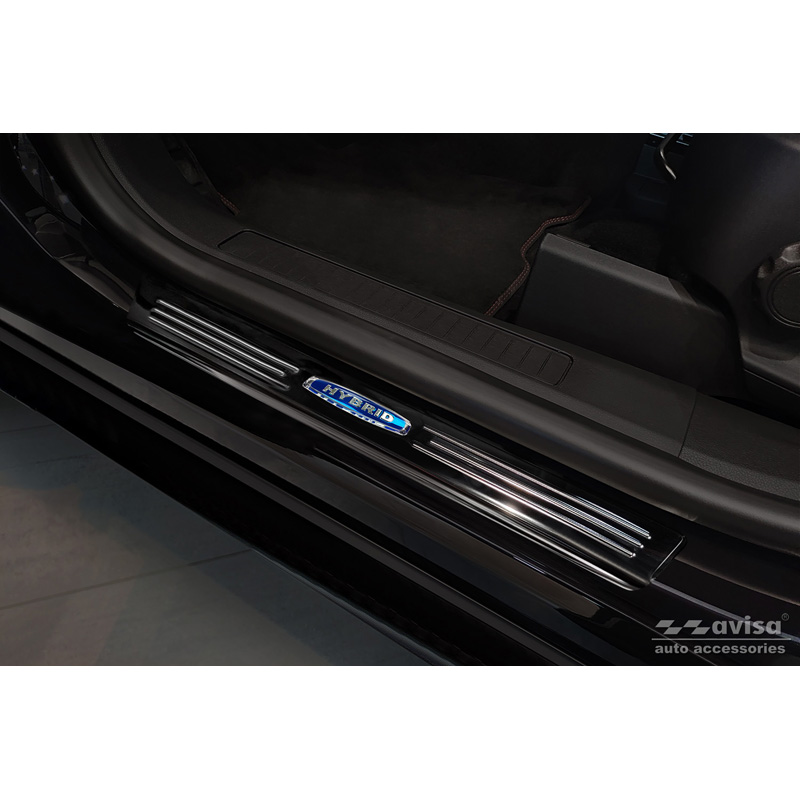 Black Inox door sill protectors  Ford Kuga III 2019-2024 & FL 2024- 'Hybrid' - 4-pieces