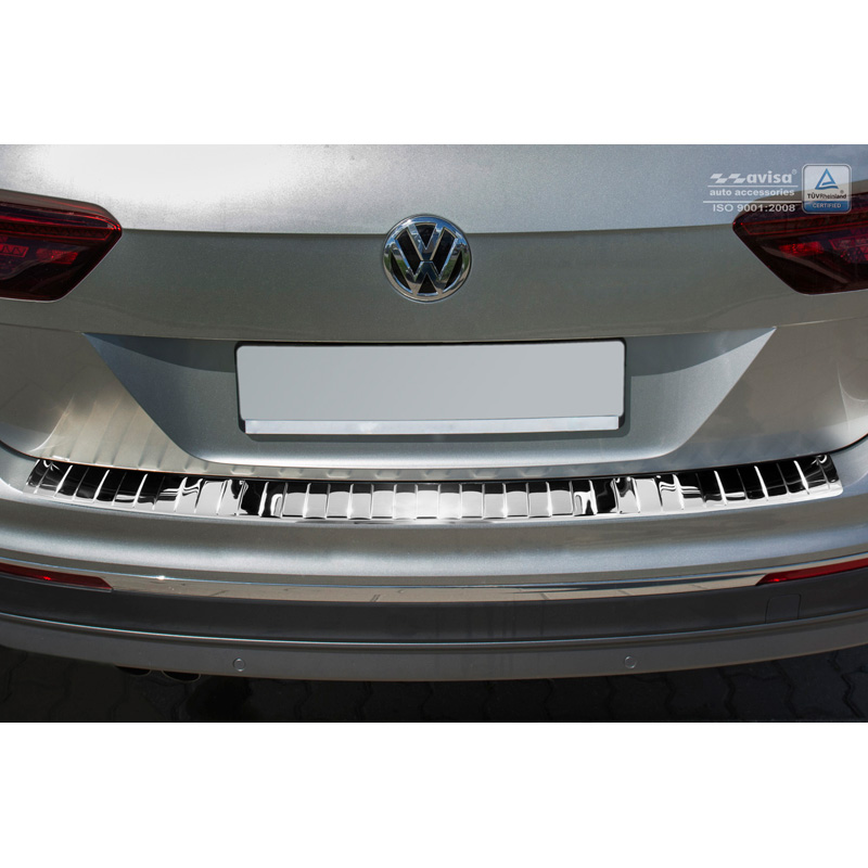 Chrome Stainless Steel Rear bumper protector  Volkswagen Tiguan II incl. Allspace & R-Line 2016-2020 & FL 2020-2024 'Ribs'
