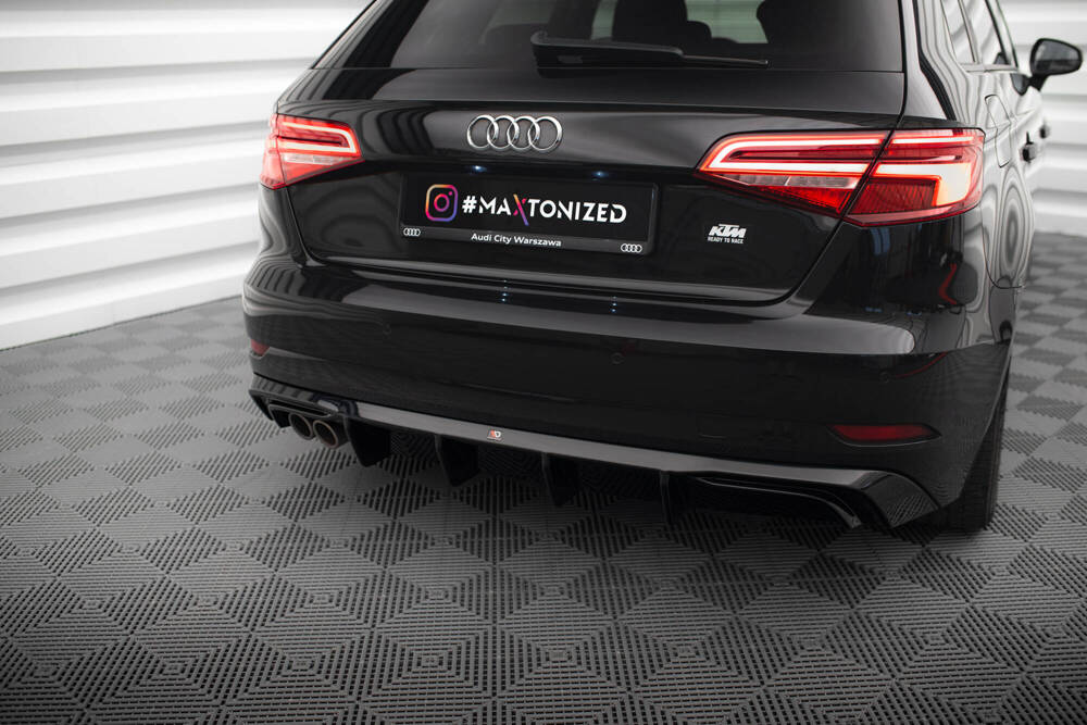 Diffuser passend voor Audi A3 Sportback 8V FL Maxton Glans Zwart