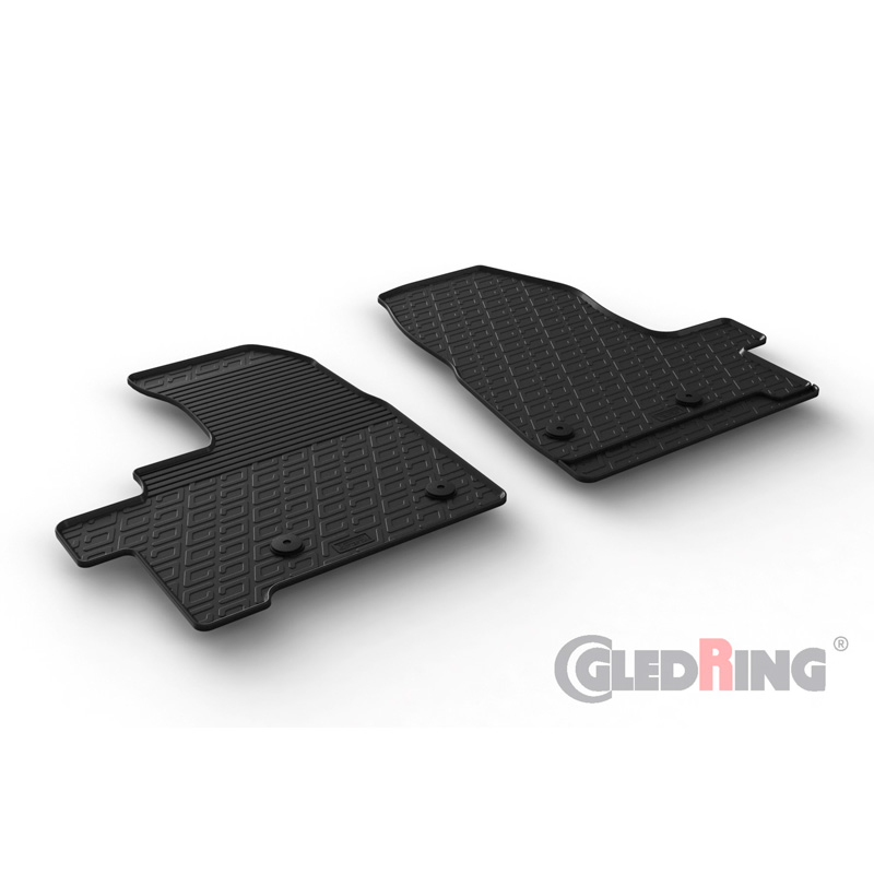 Rubber car mats set  Ford Transit Custom Furgon/Kombi 2018-2022 (Automatic gear) (G profile 2-pieces + mounting clips)