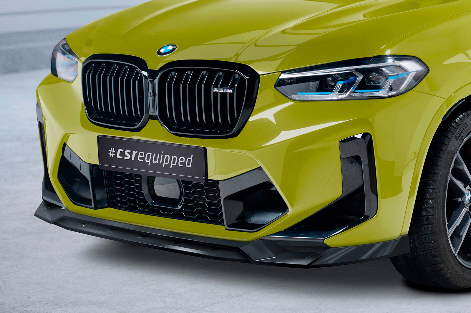Voorspoiler passend voor BMW X3M F97 FL CSR Glans Zwart