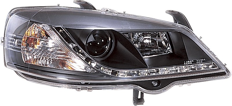 Headlights Opel Astra G 98-03 black with echte led dagrijlight
