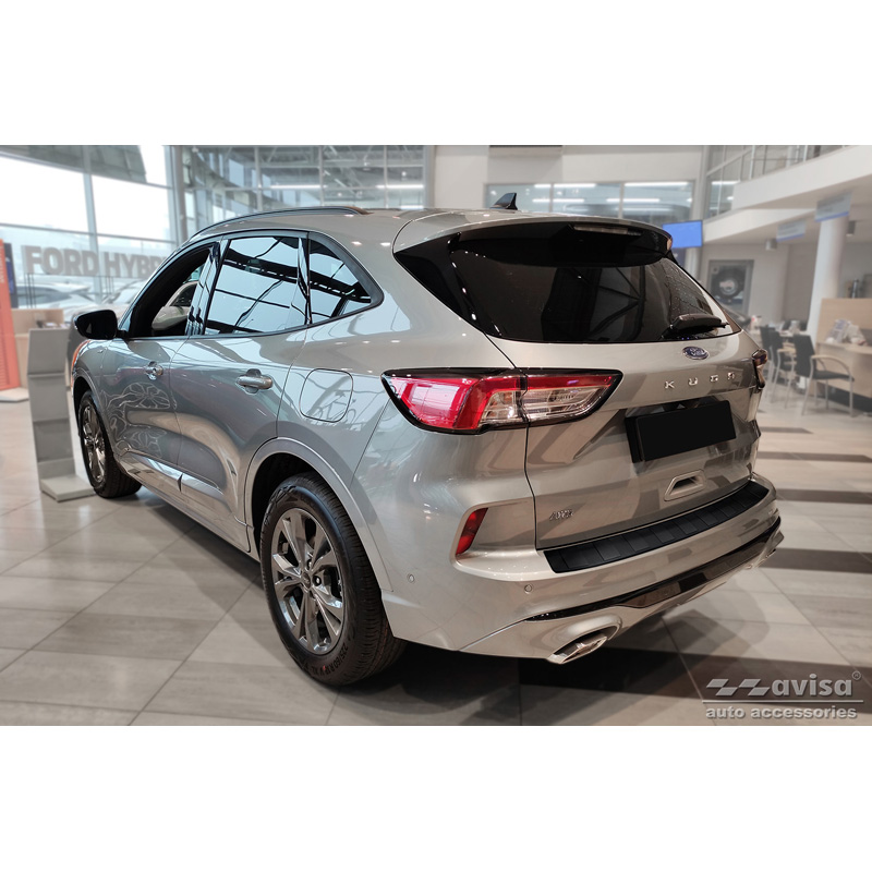 Matt Black Stainless Steel Rear bumper protector  Ford Kuga III ST-Line/Vignale/Hybrid ST-Line 2019-2024 & FL 2024- 'Ribs'