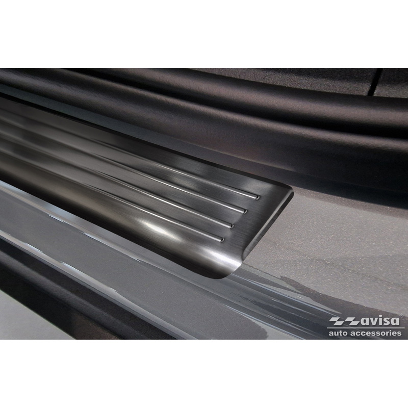 Black Inox door sill protectors  Volvo EX30 2023- - 'Lines' - 4-pieces