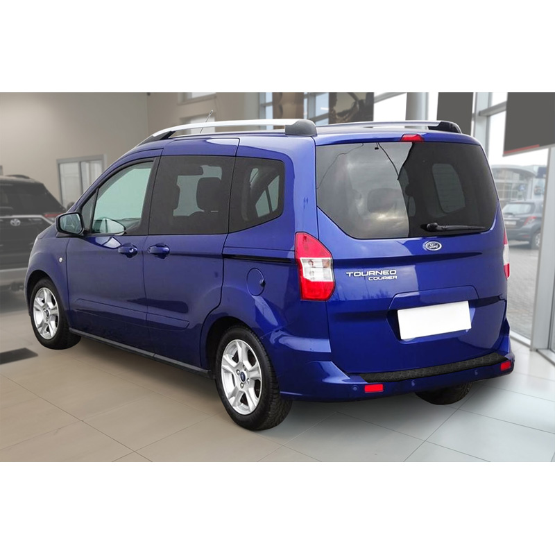 Matt Black Aluminum Rear bumper protector  Ford Tourneo Courier/Transit Courier 2014- 'Riffled Plate'