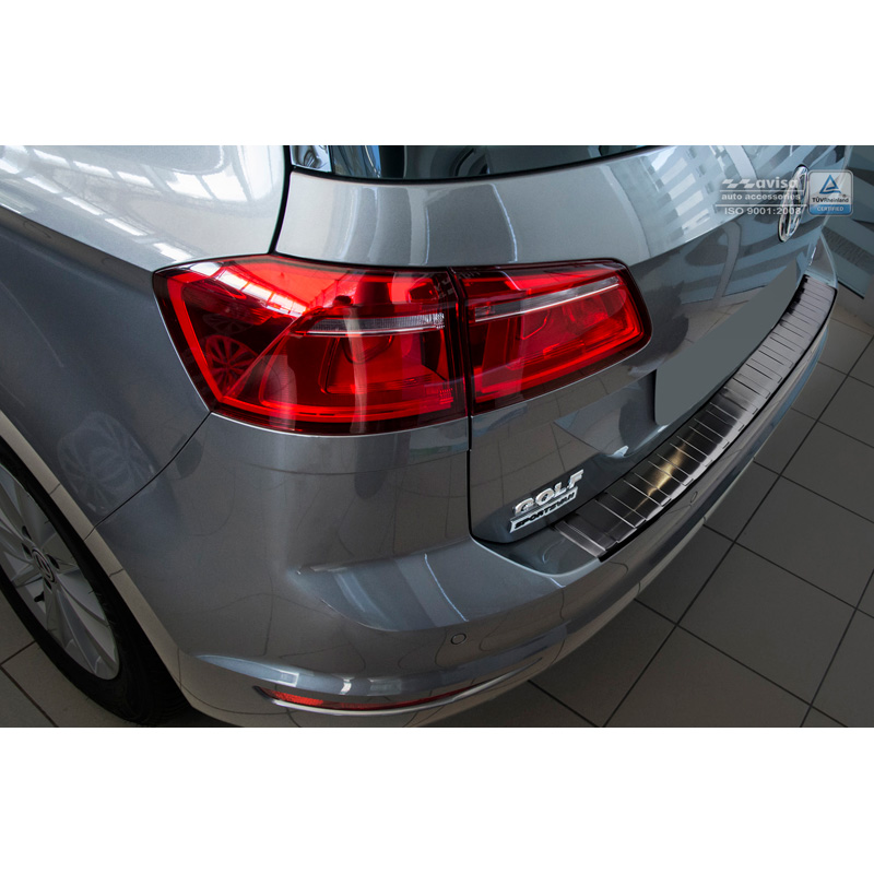 Black Stainless Steel Rear bumper protector  Volkswagen Golf VII Sportsvan 2014- 'Ribs'