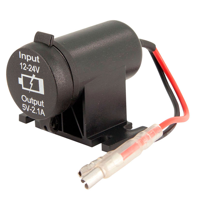 USB adapter - 2 ports 5V-2.1A - built-up/-under - 12V - black