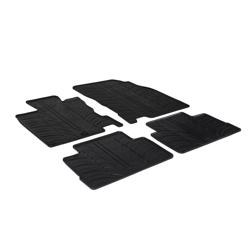 Rubber car mats set  Nissan Qashqai 2014-2020 (T profile 4-pieces + mounting clips)