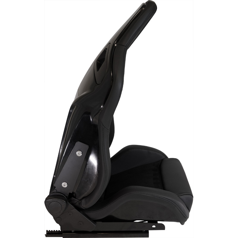 Sport seat 'NK Premium' - Black Suede + Black PVC leather - Dual-side reclinable fibreglass back-rest - incl. slides
