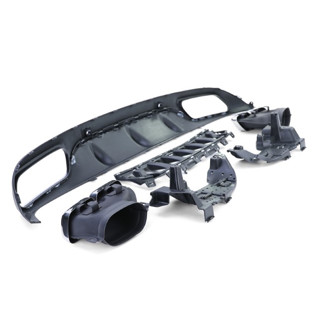 Diffuser passend voor Mercedes C205 A205 Coupe / Cabrio 15-19 C63 Design Chroom