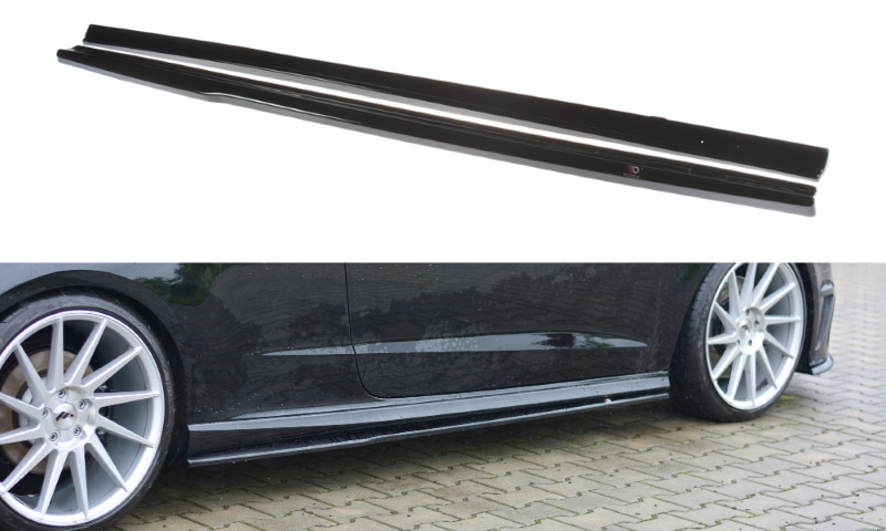 Zijskirts Diffuser passend voor Audi S3 / A3 S- lijn 8V / 8V FL Hatchback glanzend zwart