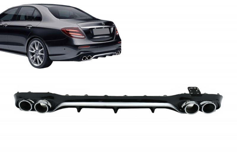 Diffuser passend voor Mercedes E-Class W213 AMG Line (2016-..) E53 Design Chroom Edition