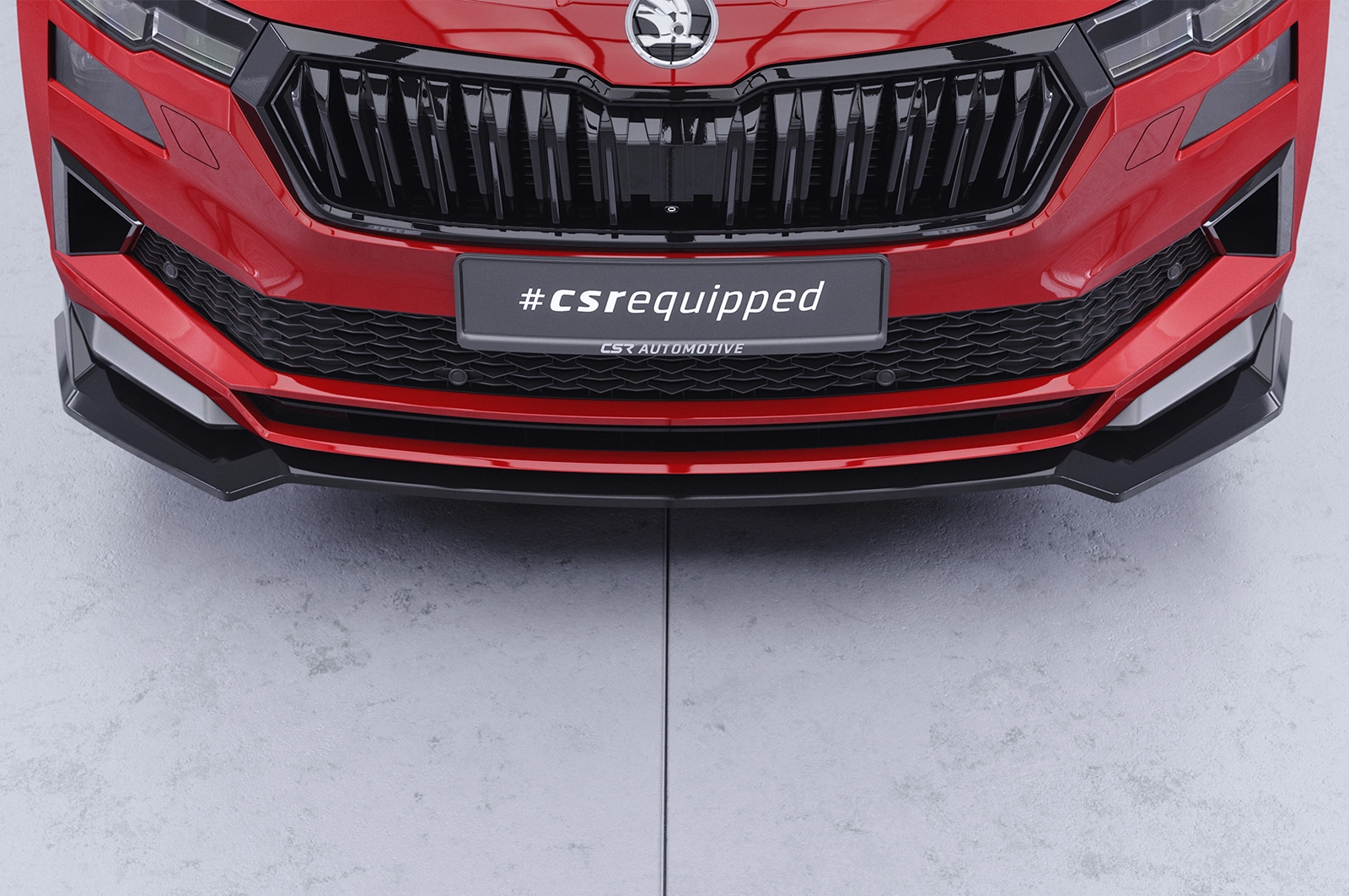 Voorspoiler passend voor Skoda Karoq Sportline glans zwart