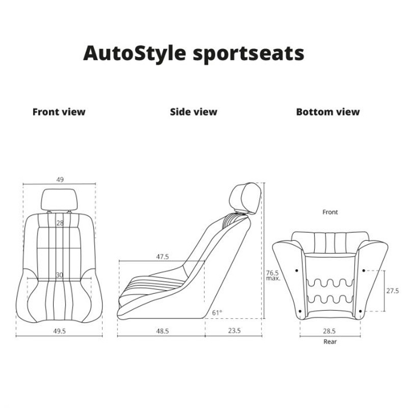 Sport seat 'Classic' - Beige Synthetic leather - Non-reclinable back-rest + Head-rest - incl. slides