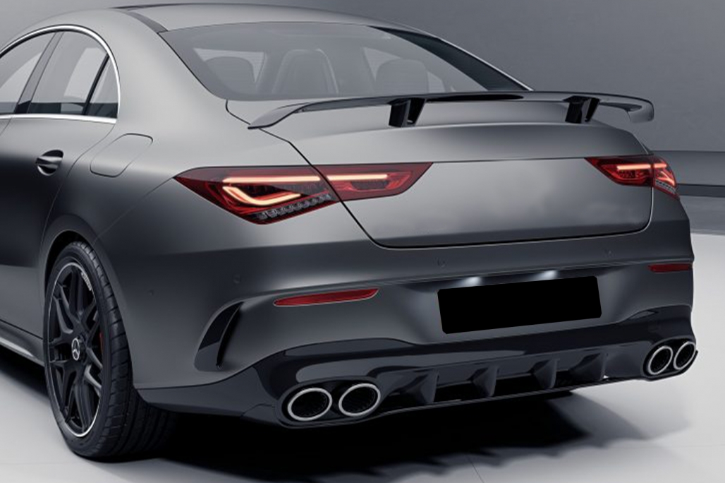 Diffuser passend voor Mercedes CLA C118 glans zwart met Sierstukken