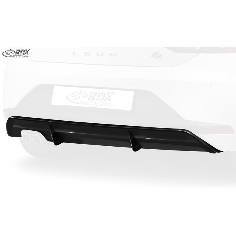 Rear bumper skirt 'Diffuser'  Seat Leon 5F FR SC/5-doors 2013-2017 excl. ST/Cupra (ABS glossy black)
