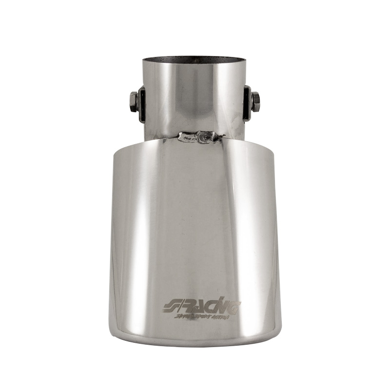 Simoni Racing Exhaust Tip Oval/Slanting Inox - 87x66xL150 - Installation ->48mm