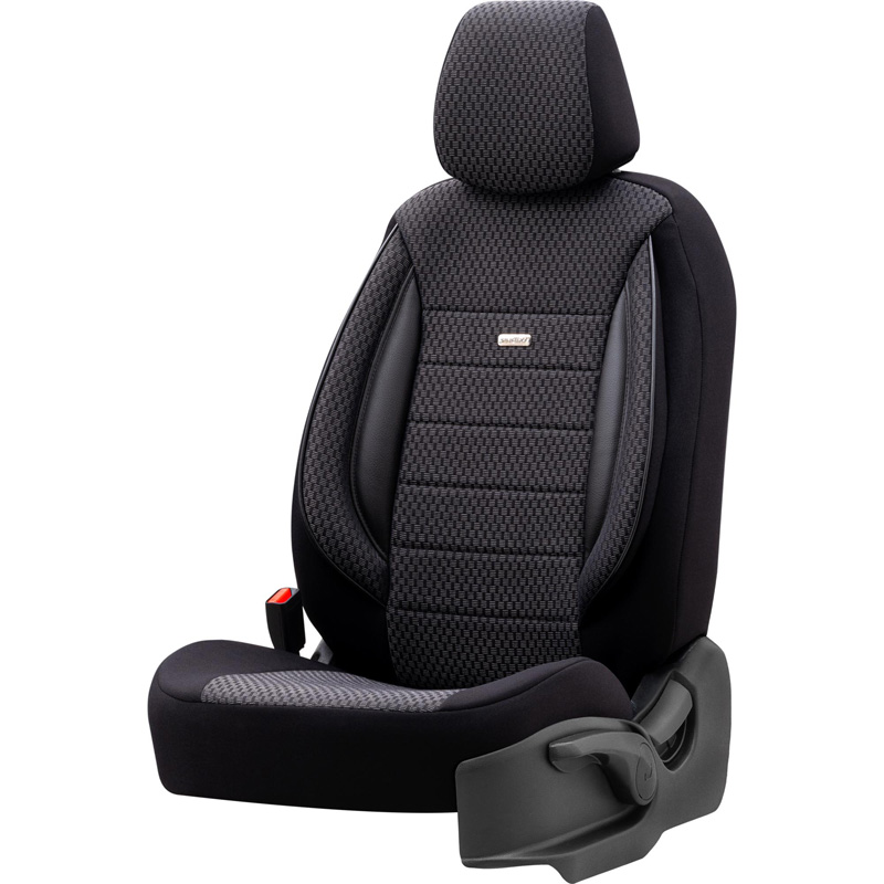 Universal Fabric Seat cover set 'SelectedFit Sports' Black - 11-pieces -  Side-Airbags