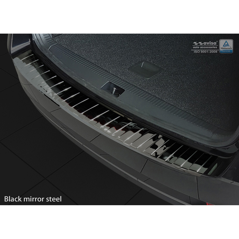 Black Mirror Stainless Steel Rear bumper protector  Skoda Octavia III Kombi Facelift 2017-2020 'Ribs'