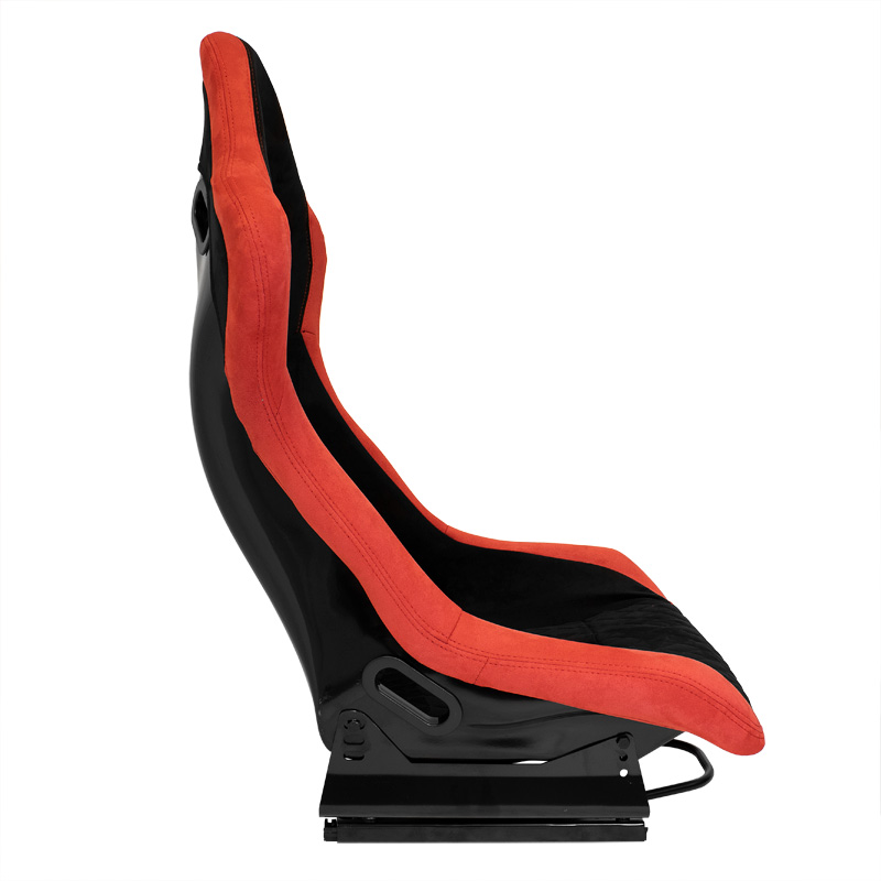 Sport seat 'LV' - Black/Red - Non-reclinable fibreglass back-rest - incl. slides