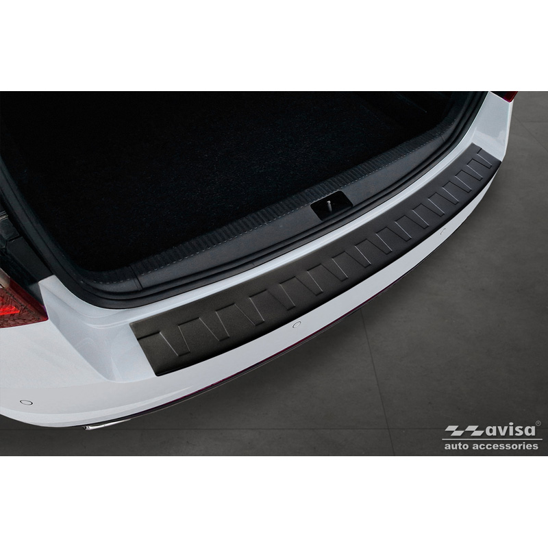 Matt Black Stainless Steel Rear bumper protector  Skoda Octavia Combi RS (5E5) 2013-2017 & FL 2017-2020 'Ribs'