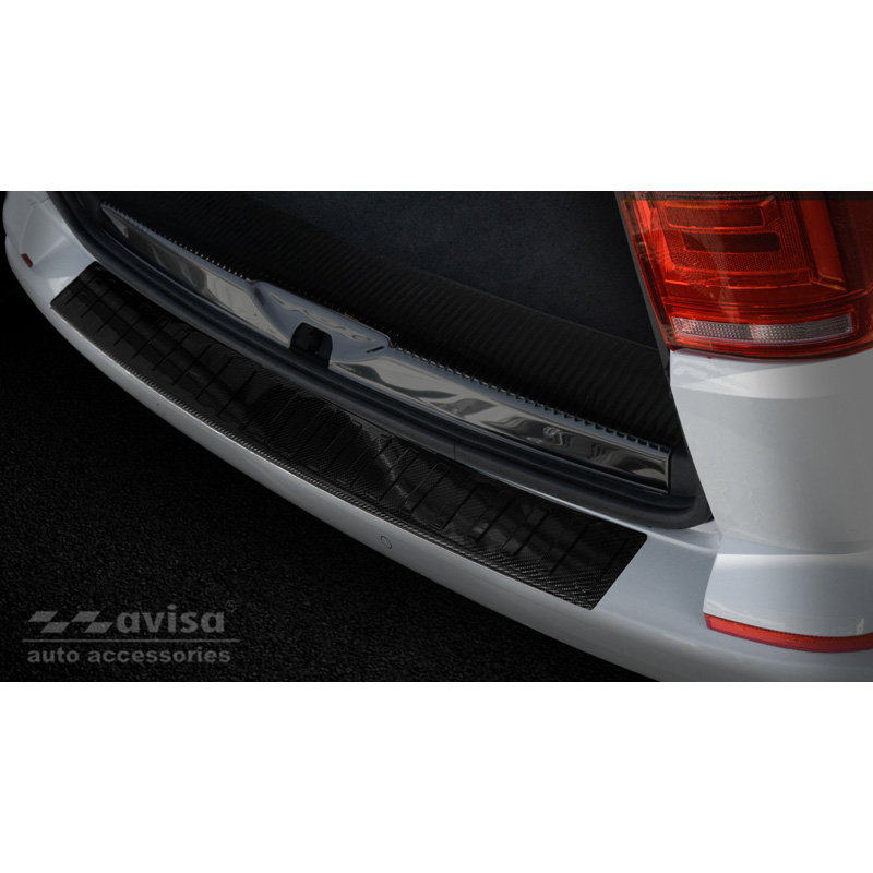 Real 3D Carbon Rear bumper protector  Volkswagen Transporter T6 2015- (with rear hatch) 'Ribs'