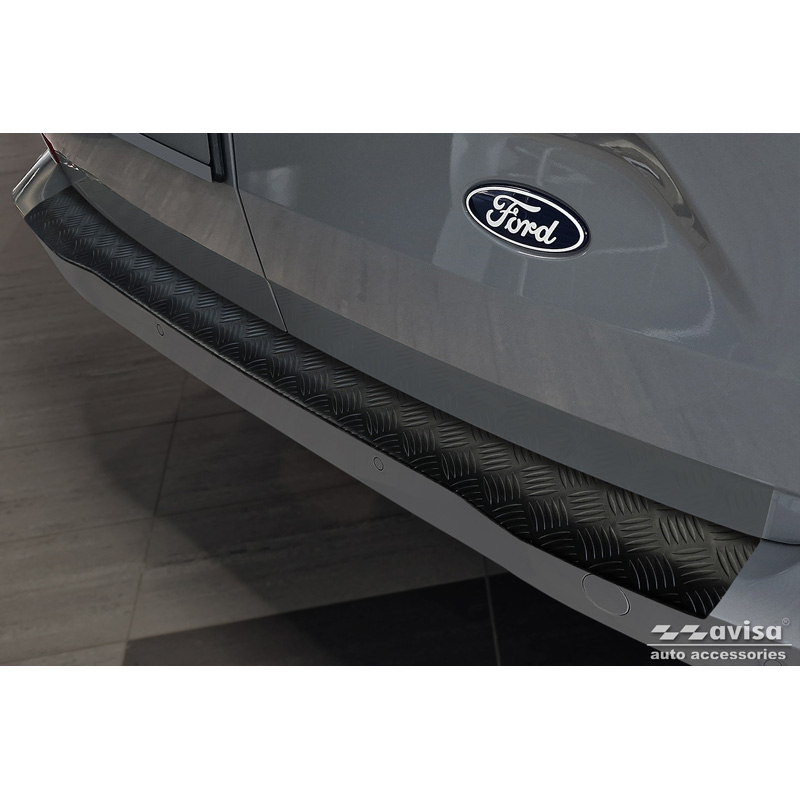 Matt Black Aluminum Rear bumper protector  Ford Transit Custom & Tourneo Custom (V710) 2023- / Volkswagen Transporter T7 2024- 'Riffled Plate'