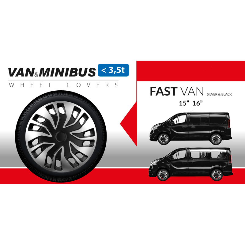Set wheel covers Fast-VAN 16-inch silver/black (spherical)