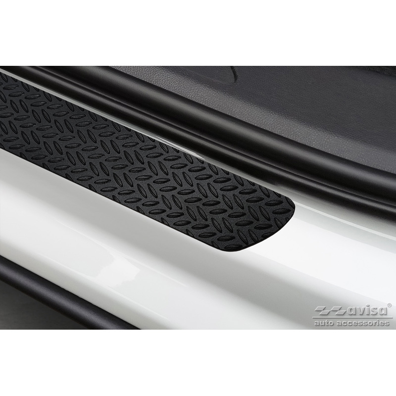 Universal Door Sill Protector Set 'Riffled Plate' Aluminium/Matte Black - 2-Pieces - 54 x 4 cm