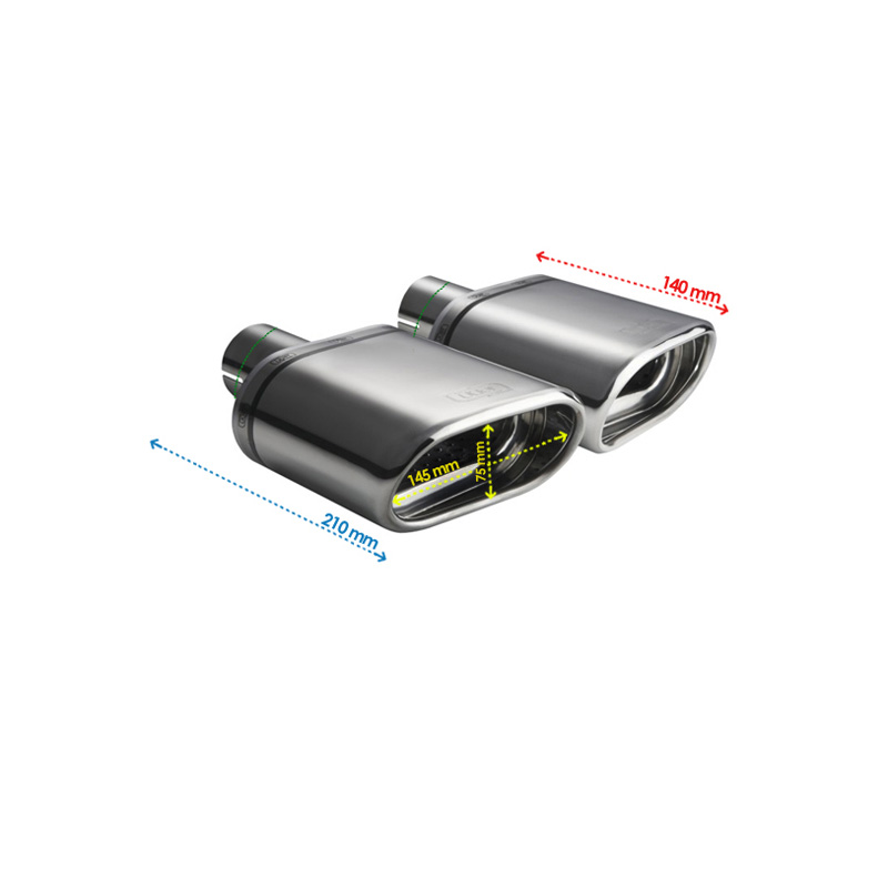 Ulter Sport Exhaust finisher (right) - Oval 145x75mm - Length 140mm - Installation ->50mm - Inox