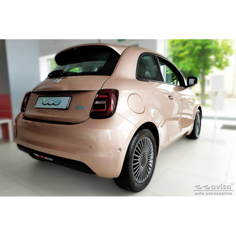 Black Stainless Steel Rear bumper protector  Fiat 500e Berlina, 3+1 & Cabrio 3-doors 2020- 'Ribs'