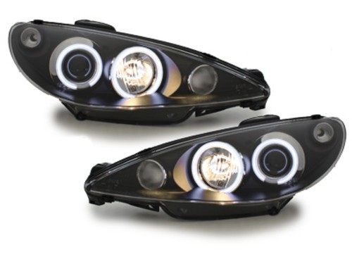 Headlights Peugeot 206 02-07 (ook GTI) CCFL Angel Eyes black