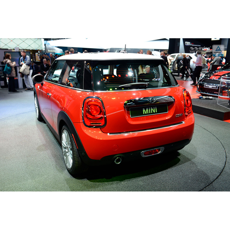 Stainless Steel Rear bumper protector 'Deluxe'  Mini One/Cooper F56 3-doors 3/2014- Chrome/Black Carbon