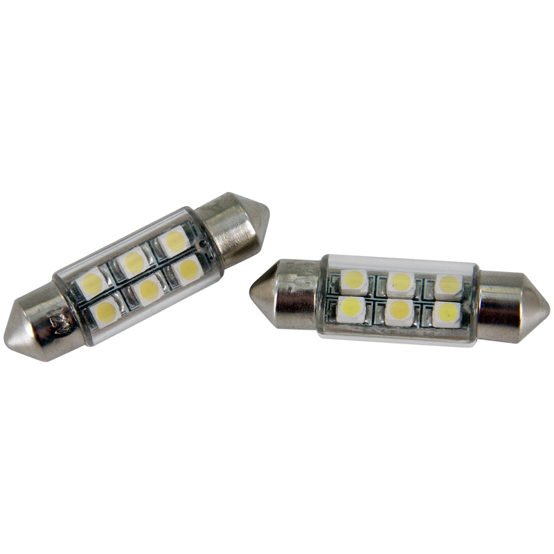 6Q LED/SMD Festoon Bulbs White 37x10mm, Set of 2 pieces